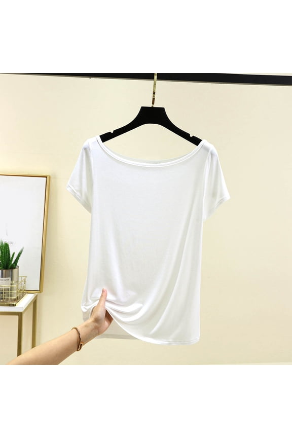 Summer Essential Slub Knit Tee - Casual Off-Shoulder Crop Top,TikTok Viral Y2K Streetwear,Cotton Slouchy Lounge Tee