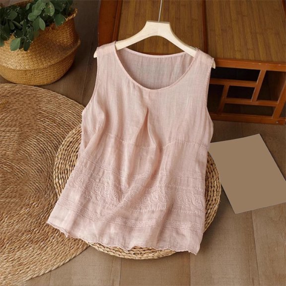 Njagoc3 Summer Staple Alert: Womens Sleeveless Round Neck Tank with Colorblock Pattern & Wrinkle-Resistant Performance