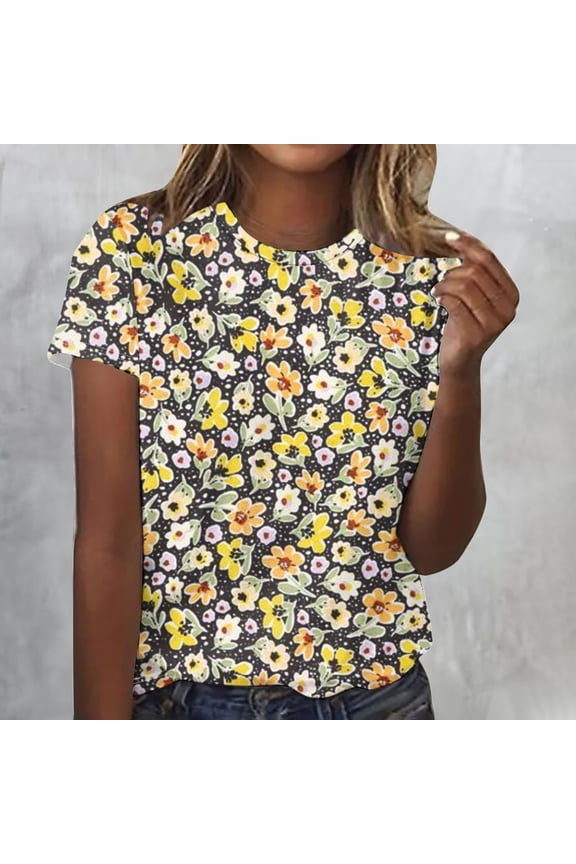 Tie Dye Floral T-Shirt Womens Psychedelic Bloom Pattern Cropped Yoga Fit Gym to Brunch