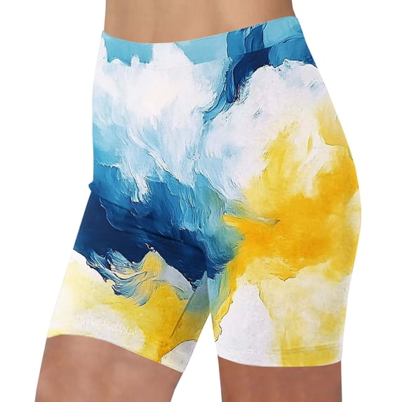 Njagoc3 Trendy 2025 Women's Tie Dye Yoga Shorts 5 Inch High Waisted Stretchy Workout Shorts with Pockets Soft Athletic Lounge Running Shorts
