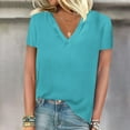 thumbnail image 1 of Njagoc3 Walmart Exclusive Womens V-Neck Cotton Short Sleeve T-Shirt Solid Basic Summer Cool Bestseller, 1 of 6