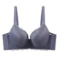 thumbnail image 1 of Njagoc3 Wireless Bras for Women Plus Size V Neck Lace Bowknot Fine Straps Everyday Comfortable Support Bra, 1 of 6