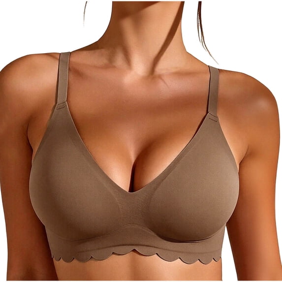 Njagoc3 Wireless Push Up Bras for Women Solid Color Lace Trim Breathable Adjustable Straps Everyday Bra