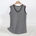 thumbnail image 1 of Njagoc3 Women Black White Striped Tank Top Casual Sleeveless Curved Hem Top, 1 of 5