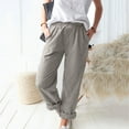 thumbnail image 1 of Njagoc3 Women Casual Solid Color Pockets Elastic Waist Comfortable Straight Pants, 1 of 6
