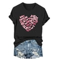 thumbnail image 1 of Njagoc3 Women Floral Heart Print T Shirt Casual Short Sleeve Crew Neck Loose Valentine's Day Top, 1 of 6