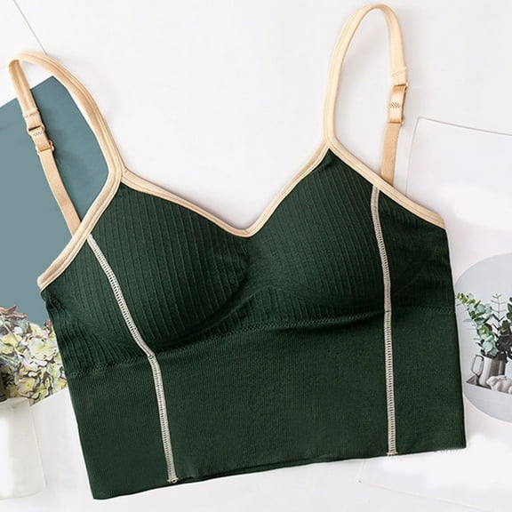 Njagoc3 Women Solid Color Thin Shoulder Strap Beautiful Back V Neck Wrap And Wipe The Chest Wireless Strap Bra