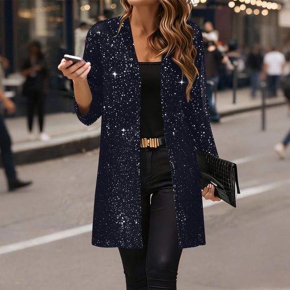 Njagoc3 Women Tweed Blazer Jacket Single Breasted Elegant Office Work Outerwear