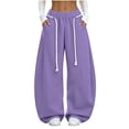 thumbnail image 1 of Njagoc3 Women's Baggy Barrel Sweatpants Oversized Wide Leg Y2k Streetwear with Rope Drawstring and Pockets, 1 of 6