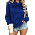thumbnail image 1 of Njagoc3 Women's Bow Tie Front Sweatshirt Long Sleeve Pullover Top Ruched Waist Casual Hoodie with Pockets Trendy Fall Winter Outwear, 1 of 6
