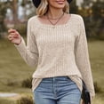 thumbnail image 1 of Njagoc3 Women's Crew Neck Long Sleeve Ribbed Oversized Top,Beige,L, 1 of 6