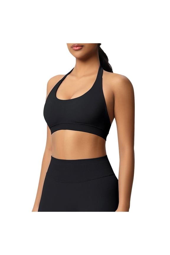 Women's Halter Neck Sports Bra - Padded Supportive Gym & Yoga Wear