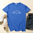thumbnail image 1 of Njagoc3 Women's Heartbeat Line Heart Print Short Sleeve Top - Romantic Valentine's Day Casual Wear, 1 of 6