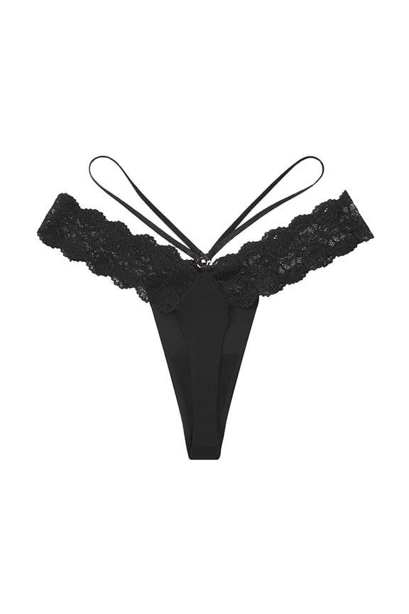 Women's Lace Trim Low Rise Thong - Sheer Lingerie 1PC for Special Occasions & Date Night