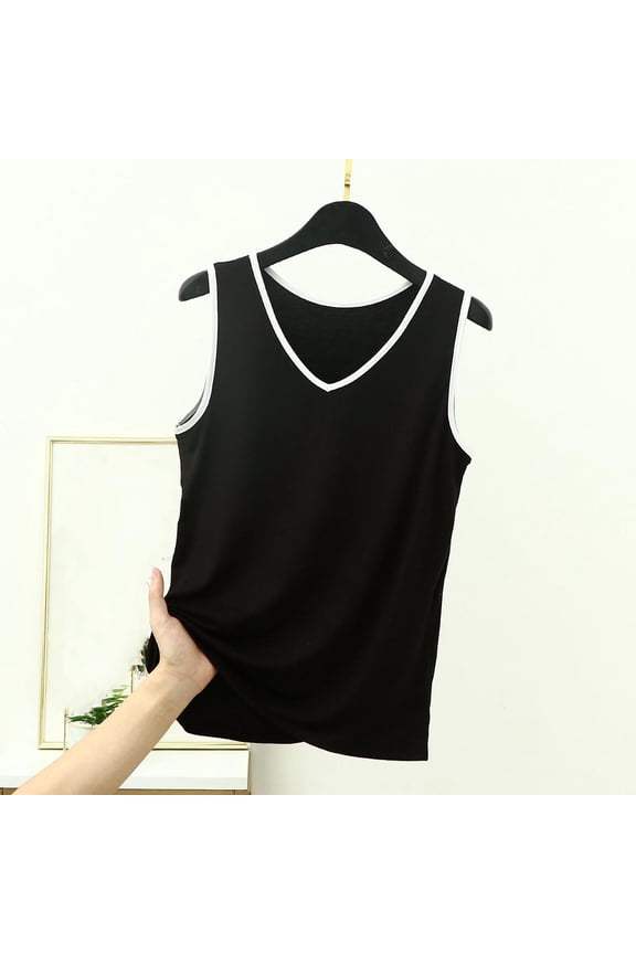 Women's Layered Look Tank Top - Contrast Trim Stylish Casual & Everyday Wear