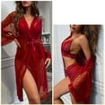 thumbnail image 1 of Njagoc3 Women's Long Sleeve Sheer Robe Set - Solid Color, Elegant Style, Nightwear & Special Occasion Wear, 1 of 6
