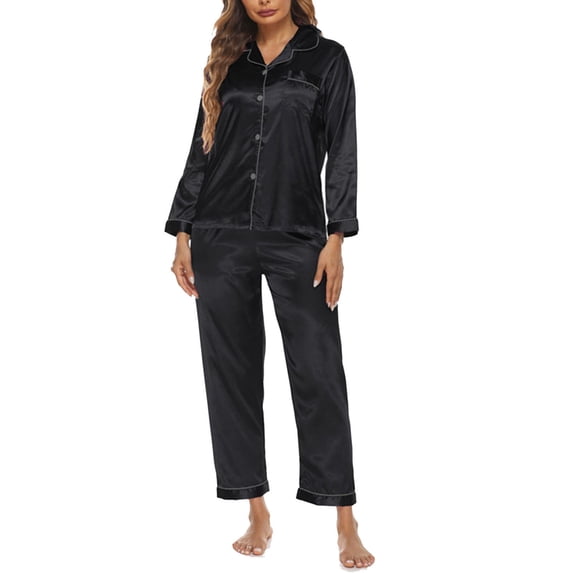 Njagoc3 Women's Long Sleeve Velvet Pajama Set - Solid Color, Luxe Fabric, Winter & Sleep Wear