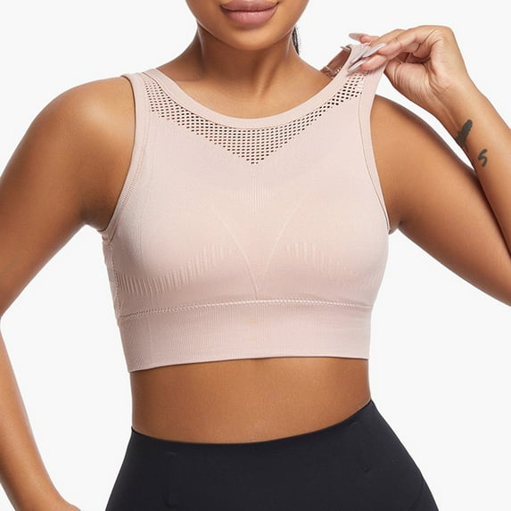 Njagoc3 Women's Longline Sports Bra Wire Free Push Up with Cutout Back & Thick Support Band