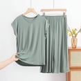 thumbnail image 1 of Njagoc3 Women's Short Sleeve Crew Neck Top & Short Set - Solid Color, Loose Fit, Summer & Sleep Wear, 1 of 5
