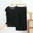 thumbnail image 1 of Njagoc3 Women's Short Sleeve Crew Neck Top & Short Set - Solid Color, Loose Fit, Summer & Sleep Wear, 1 of 5