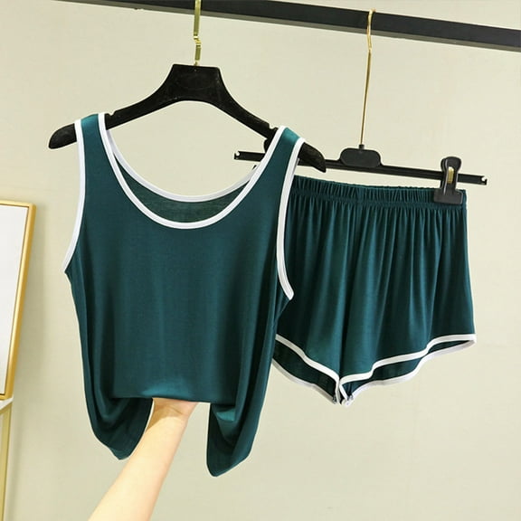 Njagoc3 Women's Short Sleeve Solid Color Pajama Set - Casual Style, Loose Fit, Summer & Sleep Wear