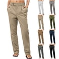 thumbnail image 1 of Njagoc3 Women's Straight-Leg Casual Pants - Daily Errands & Relaxed Wear，Khaki，XL, 1 of 5