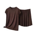 thumbnail image 1 of Njagoc3 Women's V Neck Lounge Set Short Sleeve Top with Contrast Piping and Shorts 2 Piece Summer Sleepwear, 1 of 6