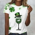 thumbnail image 1 of DailyTrove Women's White & Green Shamrock & Beer Glass Print Crew Neck Short-Sleeve T-Shirt - Festive St. Patrick's Day Casual Wear, 1 of 5