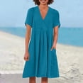 thumbnail image 1 of Njagoc3 Womens 3/4 Sleeve Printed Midi Dress, Cotton - Blend Material, Comfortable for Summer Casual Office & Weekend Errands, 1 of 6