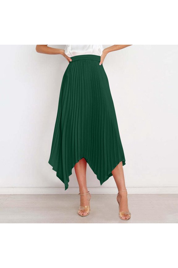 Womens Asymmetric Hem Maxi Skirt, Solid Color, Flowy Fit for Summer Beach Vacations & Casual Outings