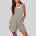 thumbnail image 1 of Njagoc3 Womens Basic Casual Strappy Short Romper Faux Two-Piece Design Pocket Detail Summer Overalls-Inspired Camisole,Halter Neck & Spaghetti Strap, 1 of 6