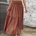thumbnail image 1 of Njagoc3 Womens Boho Geometric Print Midi Skirt for Festival & Casual, 1 of 6