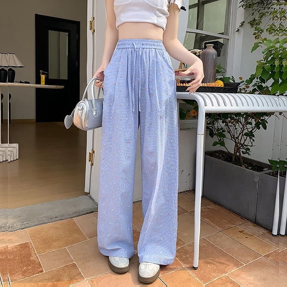 Njagoc3 Womens Boho Wide-Leg Trousers - Soft Flowy Design Summer Festival & Beach Pants