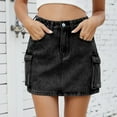 thumbnail image 1 of Njagoc3 Womens Cargo Denim Mini Skirt, High - Waisted, Pocket Details, Solid Color for Summer Casual Outings & Streetwear Looks, 1 of 6
