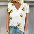 thumbnail image 1 of Njagoc3 Womens Chic Honeybee Print Round Neck Short Sleeve Blouse - Trendy and Nature - Inspired, 1 of 6