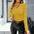 thumbnail image 1 of Njagoc3 Womens Choker Neck Long Sleeve Shirt, Solid Color, Stylish Summer & Fall Top, 1 of 6