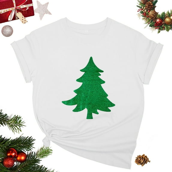 Njagoc3 Womens Classic Christmas Tree Tee - Essential Holiday Top for Family Gatherings