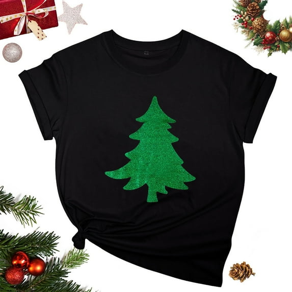 Njagoc3 Womens Classic Christmas Tree Tee - Essential Holiday Top for Family Gatherings