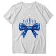 thumbnail image 1 of Njagoc3 Womens Classic Hanukkah Menorah T-Shirt - Soft Blue & White Jewish Festival Crewneck (Everyday Comfort), 1 of 6