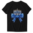 thumbnail image 1 of Njagoc3 Womens Classic Hanukkah Menorah T-Shirt - Soft Blue & White Jewish Festival Crewneck (Everyday Comfort), 1 of 6