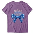 thumbnail image 1 of Njagoc3 Womens Classic Hanukkah Menorah T-Shirt - Soft Blue & White Jewish Festival Crewneck (Everyday Comfort), 1 of 6