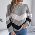 thumbnail image 1 of Njagoc3 Womens Color Block Knit Sweater, Long Sleeve, Loose Fit, Cozy Fall & Winter Top, 1 of 6