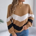 thumbnail image 1 of Njagoc3 Womens Color Block Knit Sweater, Long Sleeve, Loose Fit, Cozy Fall & Winter Top, 1 of 6
