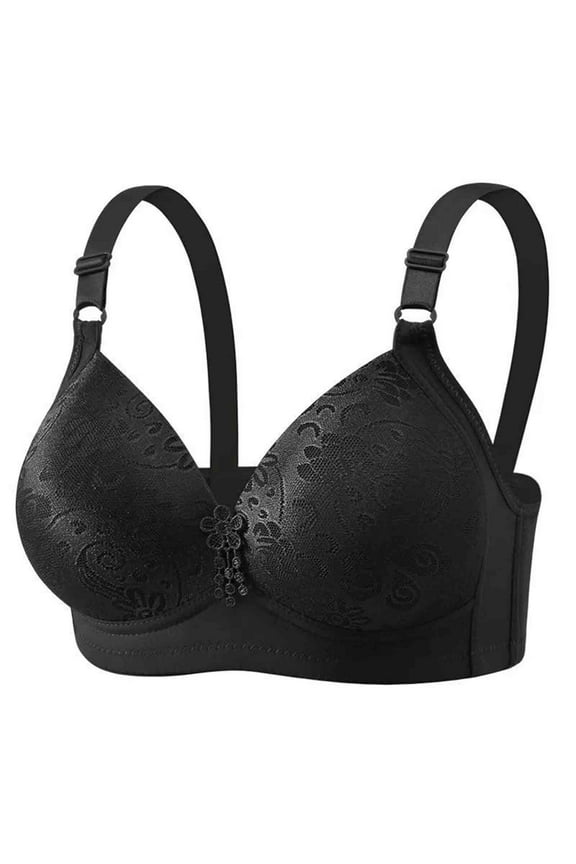 Womens Comfort First Wireless Smoothing Front Hook & Wide Side Boning Bra, Plus Size 1X-3X (Lightweight Beige/Charcoal)