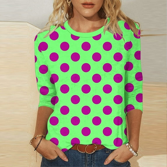 Njagoc3 Womens Crew Neck 3/4 Sleeve Shirt, Chevron Print Loose Fit Top, Sporty for Summer Outdoor Workouts & Casual Days
