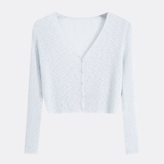 Njagoc3 Womens Cropped Knit Cardigan, Soft Wool Blend, V-Neck, Spring & Fall Layering, Office Casual & Weekend Errands