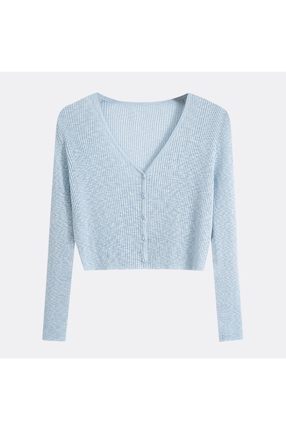 Womens Cropped Knit Cardigan, Soft Wool Blend, V-Neck, Spring & Fall Layering, Office Casual & Weekend Errands