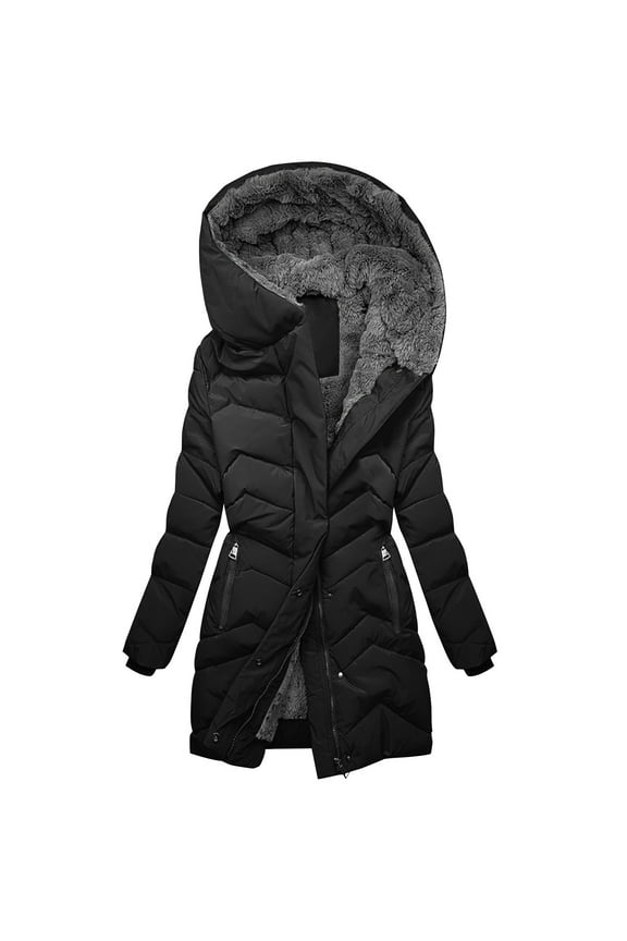 Womens Fall and Winter Clothing Solid Color Hooded Cotton Causual Outwear