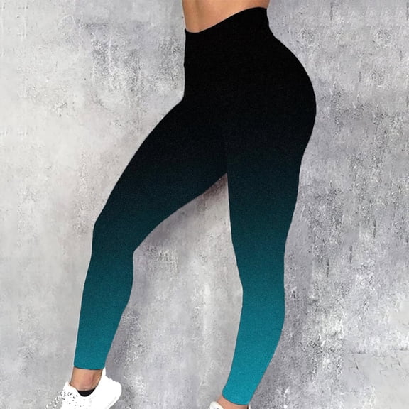 Njagoc3 Womens Fashion Gradient Elastic Skinny Pants Fitness Running Tight Yoga Pants Leggings