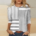 thumbnail image 1 of Njagoc3 Womens Fashion Printed T-shirt 3/4 Sleeves Blouse Round Neck Casual Blouse Tops, 1 of 6